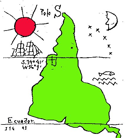 Colores OLPC añadidos al icónico mapa dibujado por Torres García, artista uruguayo