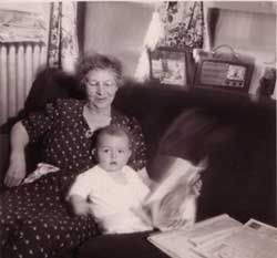 Robby, grandmother and media -- photo by his father, Robert S. Stepno