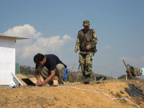 Setting radio at the Army Camp