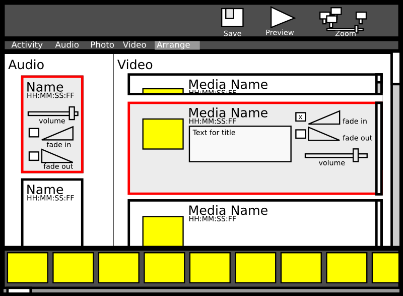 Preliminary mockup of the "Arrange"...