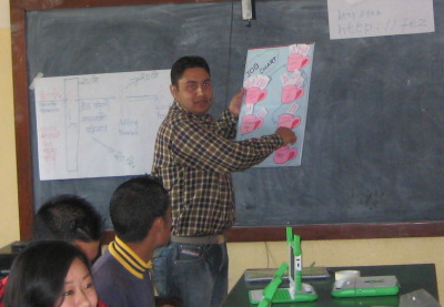Manoj explains how to use the job chart at his school