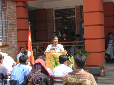 Deputy Director Baburam Paudel speaks at the opening ceremony