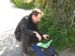 Paul Fox, checking the maps on his XO while on vacation on the Isle of Wight